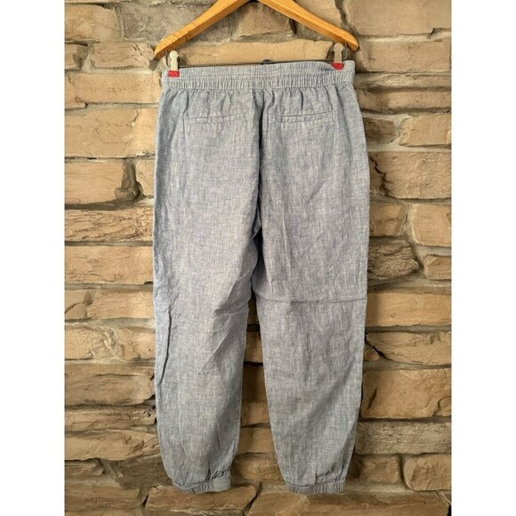 Athleta Cabo Joggers Women’s 4P Chambray Blue Pull-On Pants 100% Linen - Picture 3 of 13